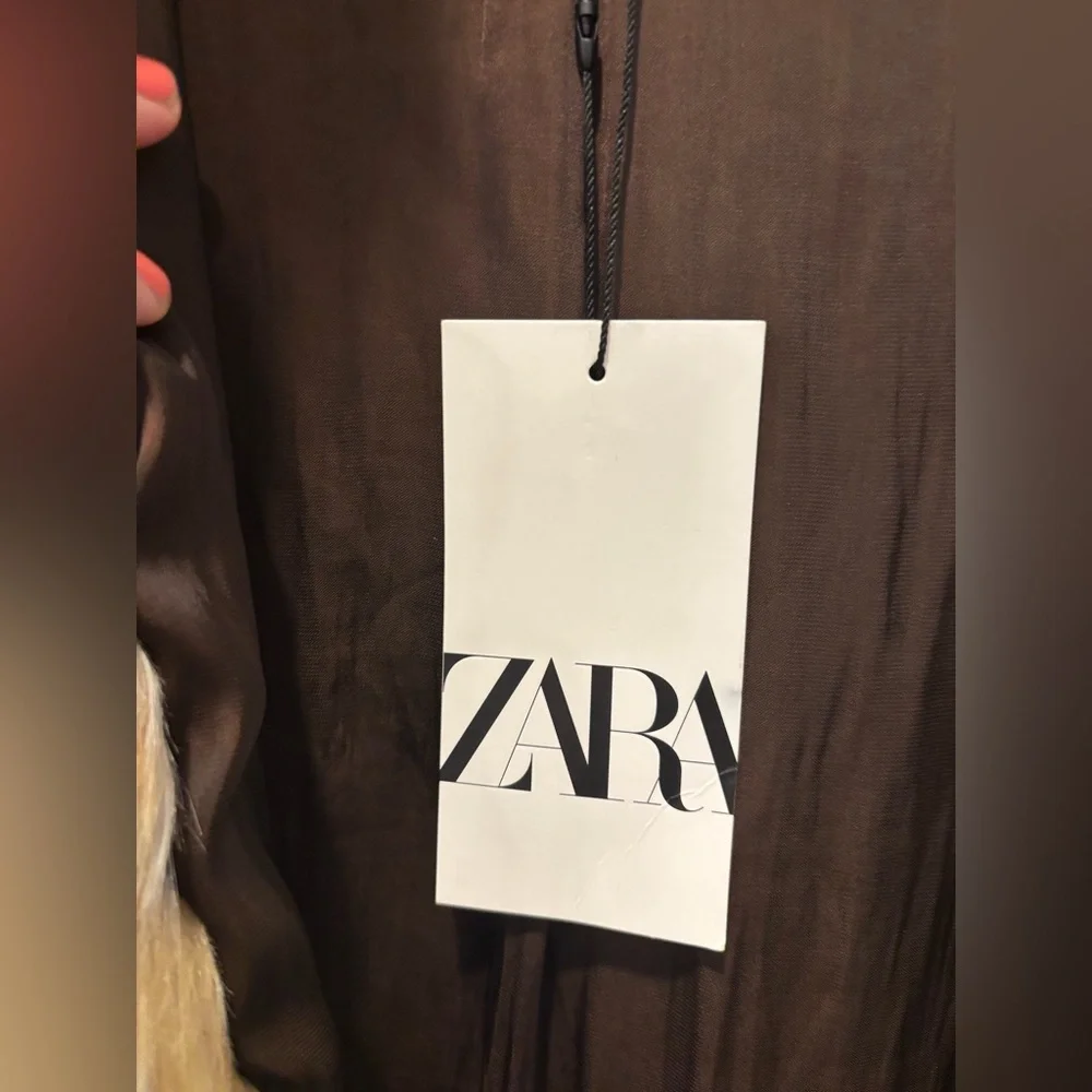Zara White and Brown Faux Fur Jacket - Picture 8 of 13